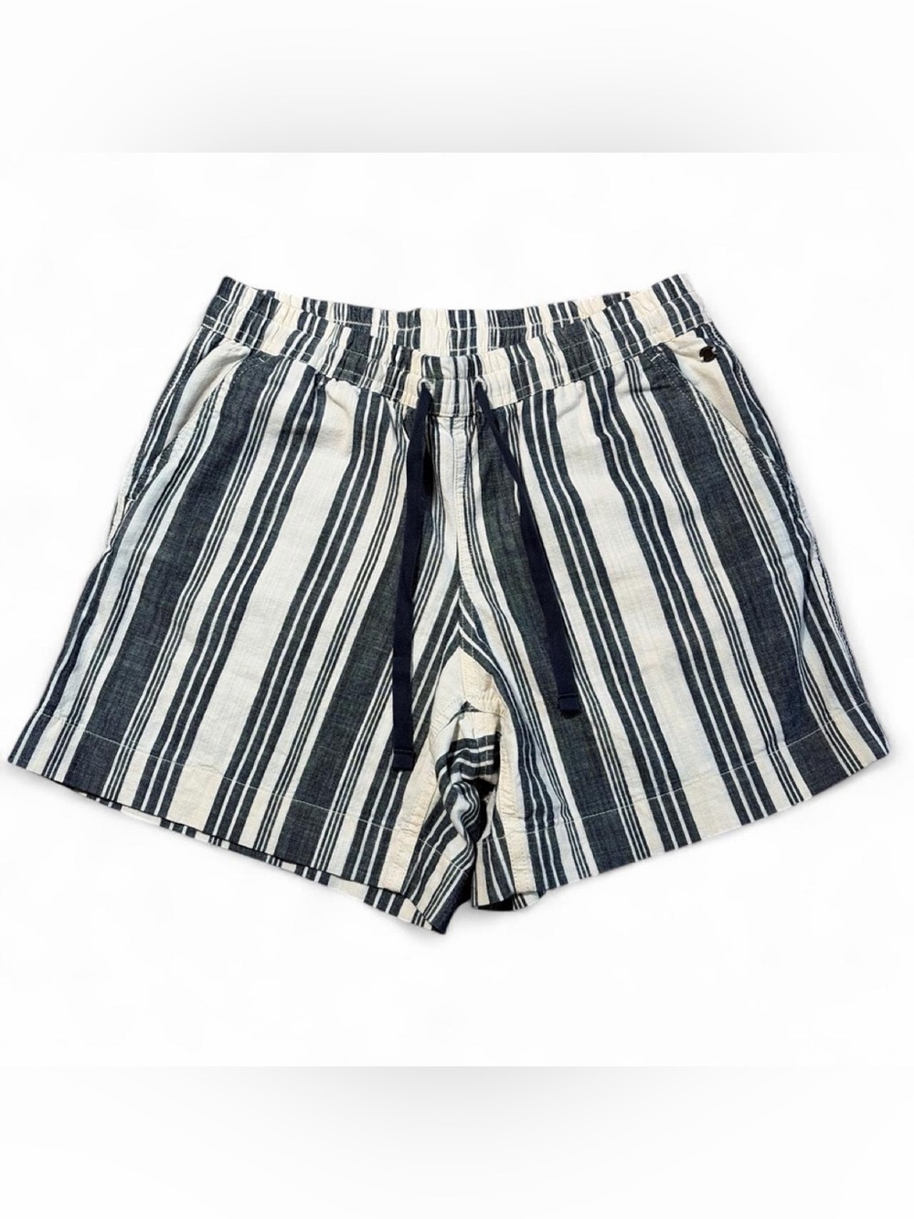 L.L. Bean Blue and Cream Striped Drawstring Casual Shorts